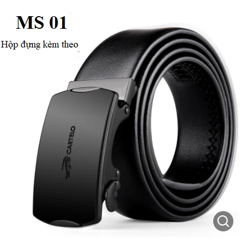 Thắt lưng nam khóa tự động cao cấp Dây nịt nam Cartelo da bò chính hãng