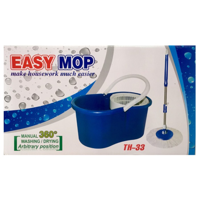 Bộ cây lau nhà thông minh 360 độ tự vắt THC Easy Mop - cây lau inox mâm nhựa