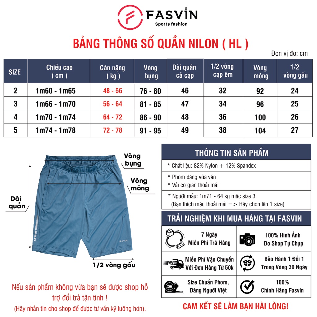 Quần Short Nam Thun Lạnh Cao Cấp FASVIN HL21439.HN Hàng Nhà Máy Chất Lượng Đặc Biệt