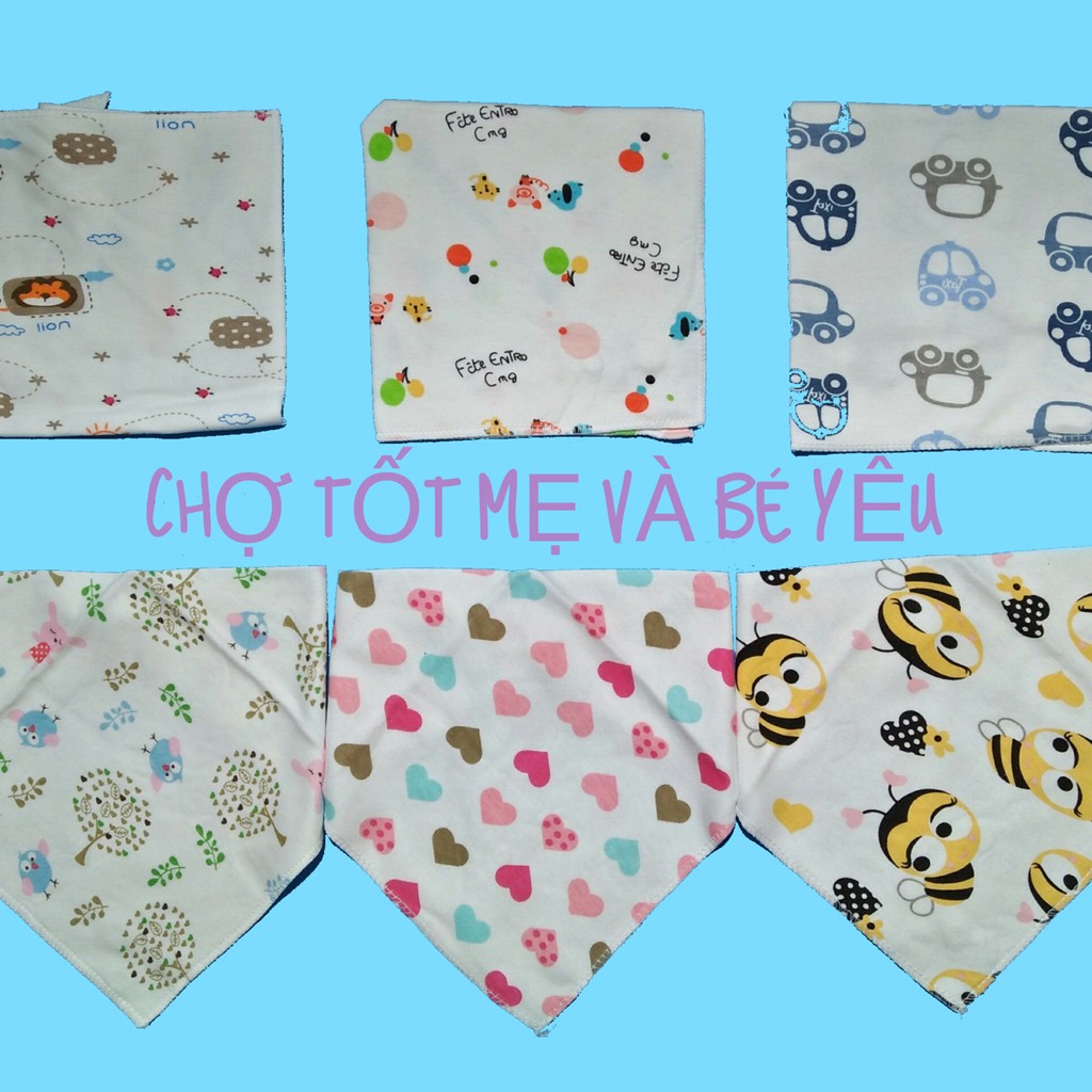 Khăn Yếm Tam Giác Cotton Cúc Bấm Cho Bé Hàng Loại 1 ( cotton mềm mát thấm nước )