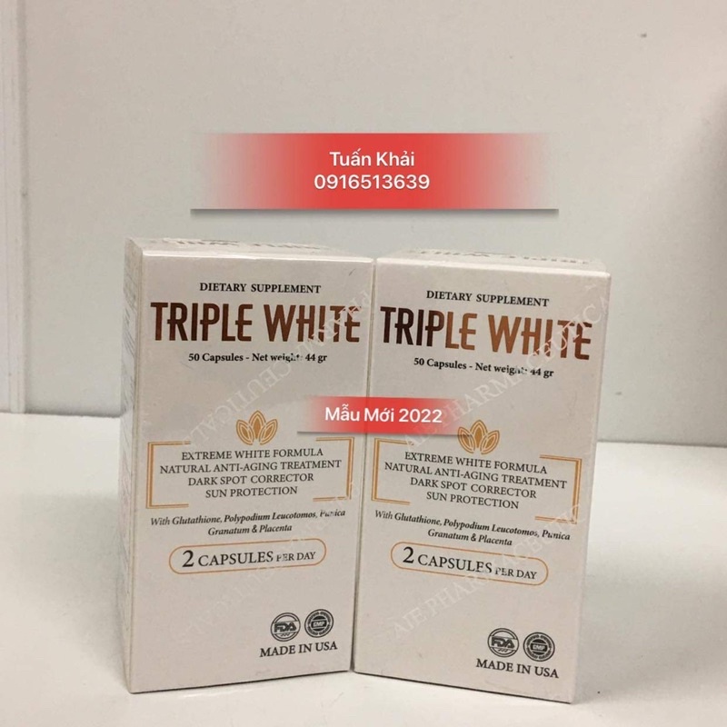 [ Chính Hãng ] Viên Uống Triple White | Viên Uống Glutathione 1200mg - 50 viên