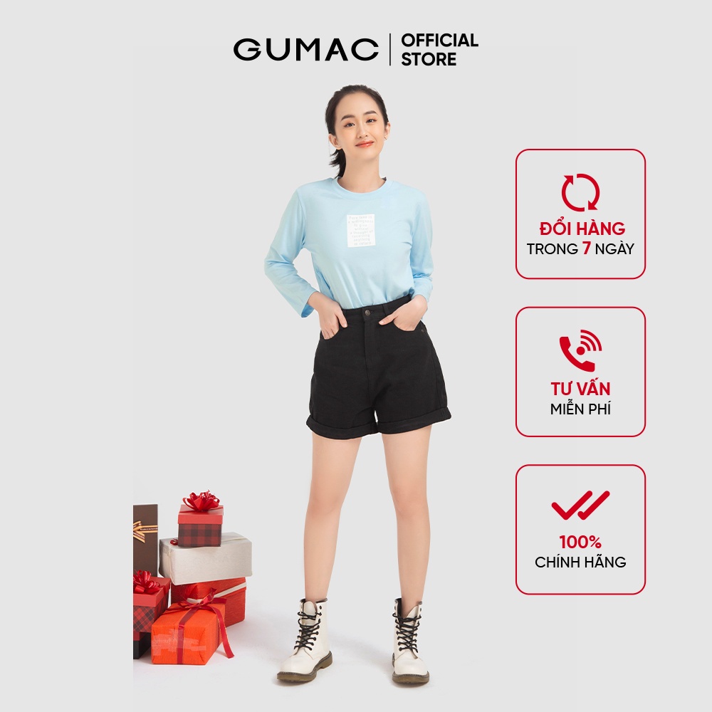 Áo thun nữ tay dài in chữ ATB12015 GUMAC