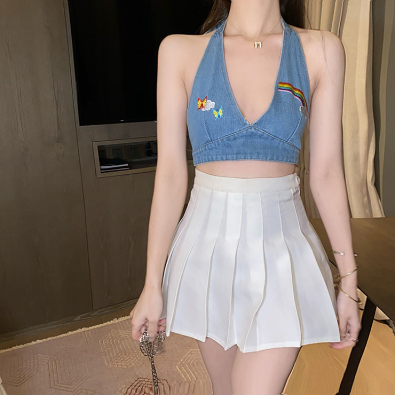 Áo Tank Top Denim Thiết Kế Cổ Chữ V Quyến Rũ