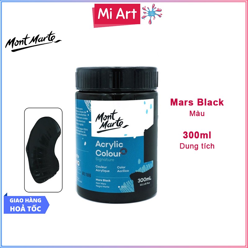 Màu Acrylic Mont Marte 300ml - Mars Black - Acrylic Colour Paint Signature 300ml (10.1oz) - MSCH3064