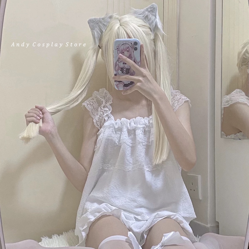 Wig teen/ tóc giả vàng sữa Chloe Alice Garden