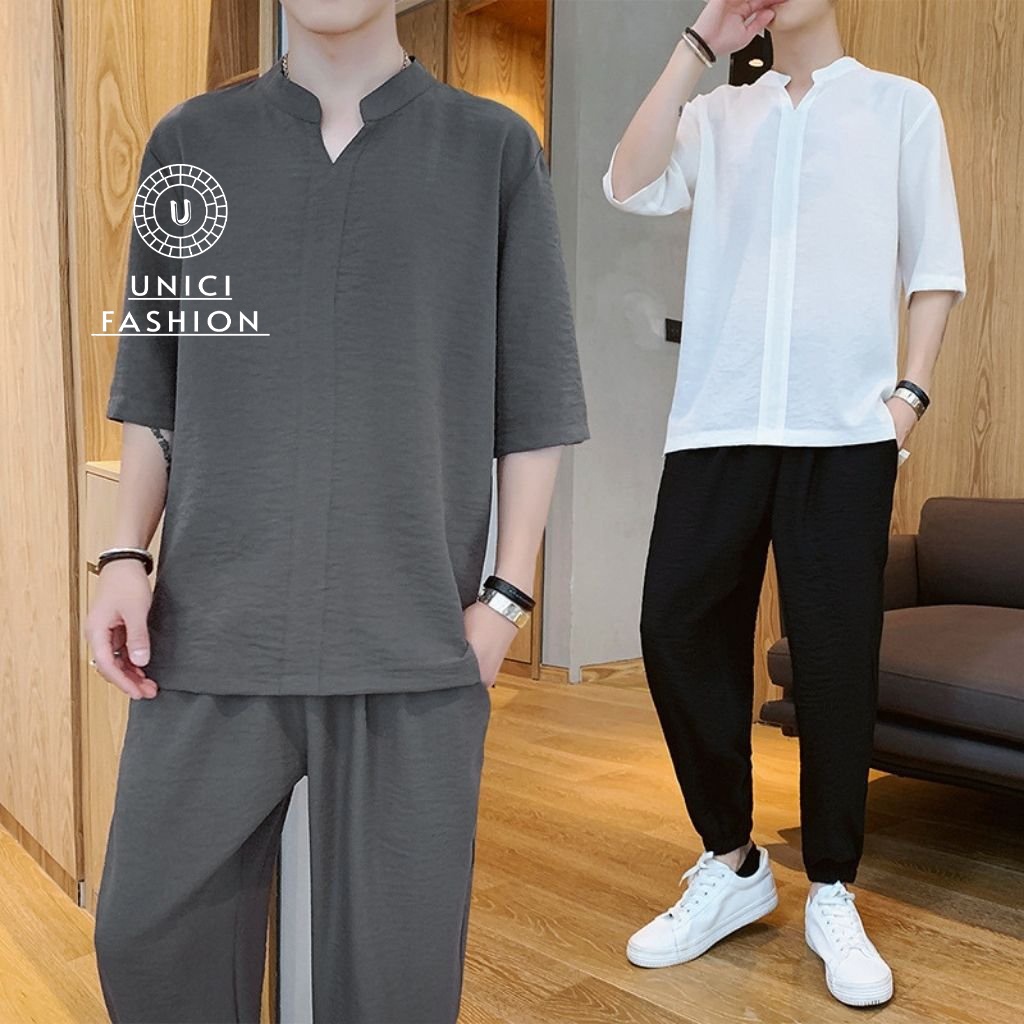 BỘ ĐŨI NAM Quần Dài Áo Cộc ( Mát - Nhẹ Như Không)