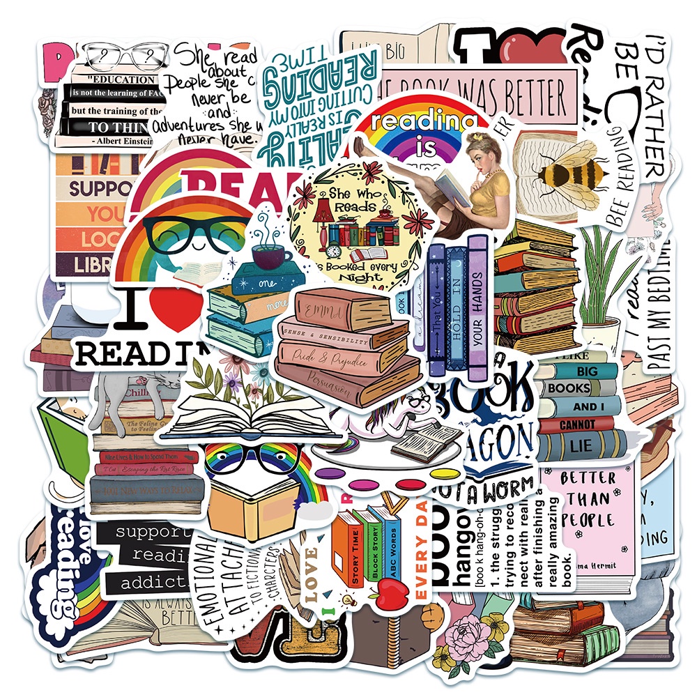100Pcs/Set ❉ I Love Reading Series B - Reading Good Books Stickers ❉ DIY Fashion Decals Doodle Stickers