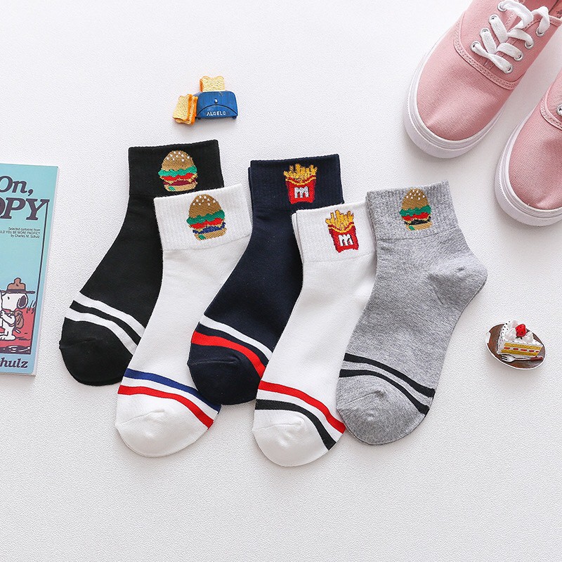 Vớ lửng/ tất lửng cổ sọc họa tiết thức ăn Mua Tất (muatatshop)