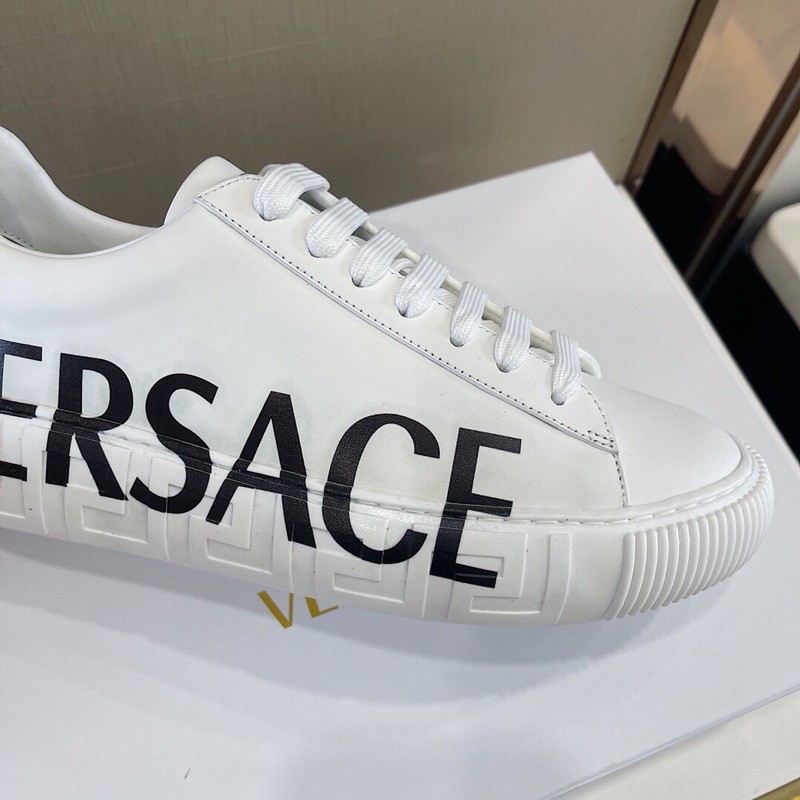 Giày thể thao/sneaker nam Versace Collection da thật cao cấp in chữ thương hiệu sang trọng và phong cách