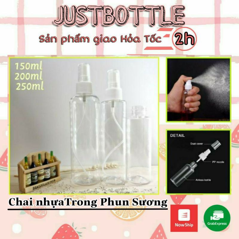 CHAI XỊT PHUN SƯƠNG 150ml 200ml 250ml 300ml 🍀VỎ CHAI NHỰA PET CHIẾT MỸ PHẨM DẠNG XỊT🍀LỌ NHỰA TRONG SUỐT