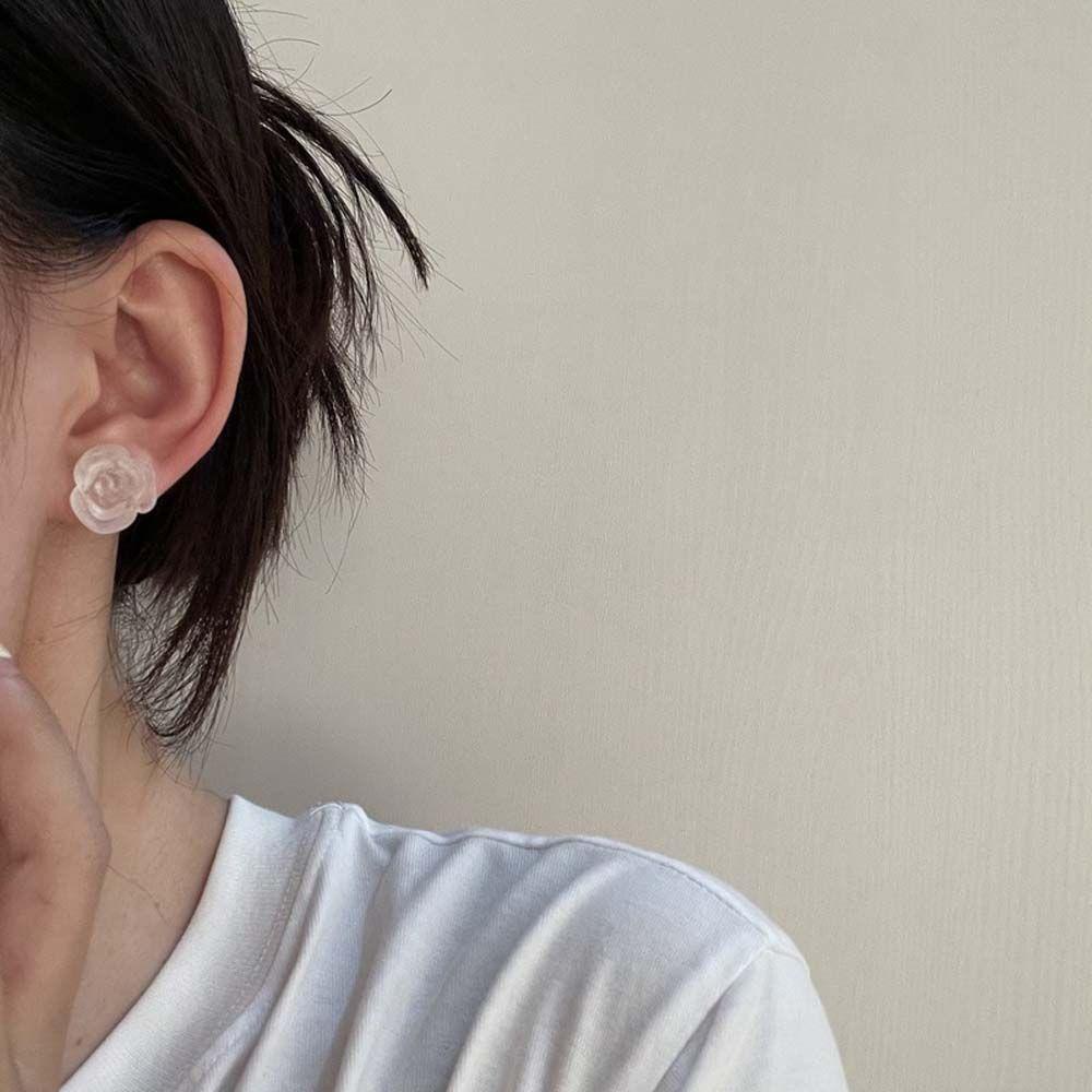 Bông Tai Hình Hoa Bằng Nhựa Trong Suốt Thời Trang Đám Cưới Cho Nữ