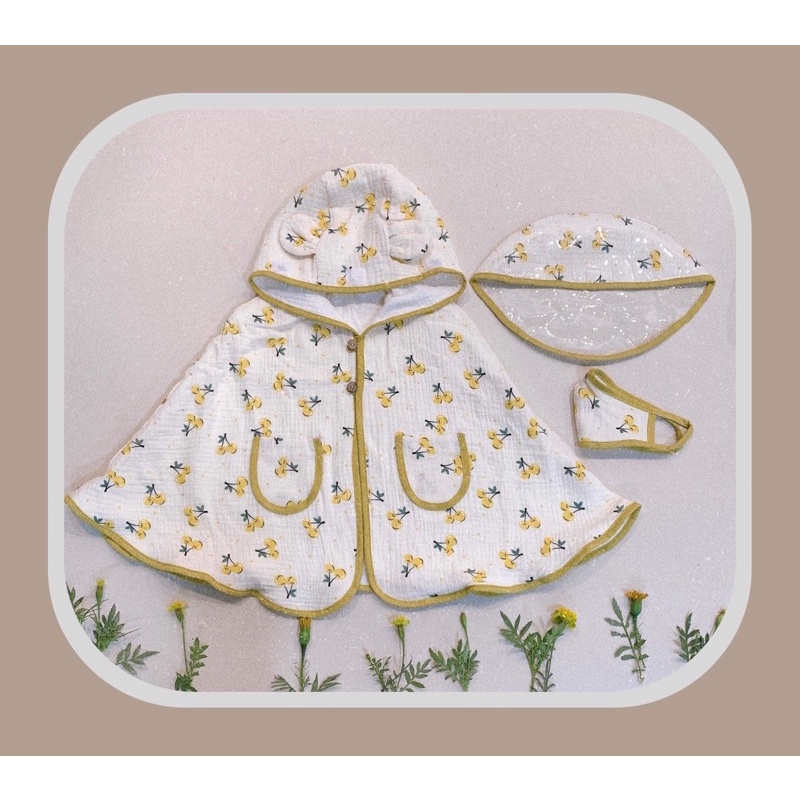 Áo choàng chống nắng 4 lớp cản gió cho bé chất liệu xô Muslin 0-36m