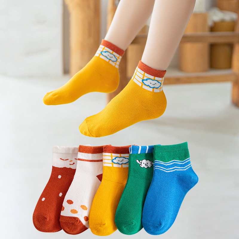 Set 5 Đôi Vớ Cotton Cho Bé Từ 1-12 Tuổi