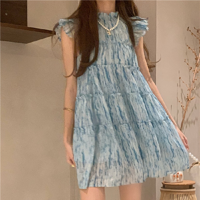 Đầm Công Chúa Tay Bay Dáng Rộng Thời Trang Mùa Hè Phong Cách Hàn Quốc Ngọt Ngào