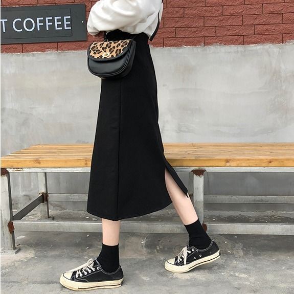 Chân váy suông lưng cao phong cách thời trang Hàn Quốc cho nữ