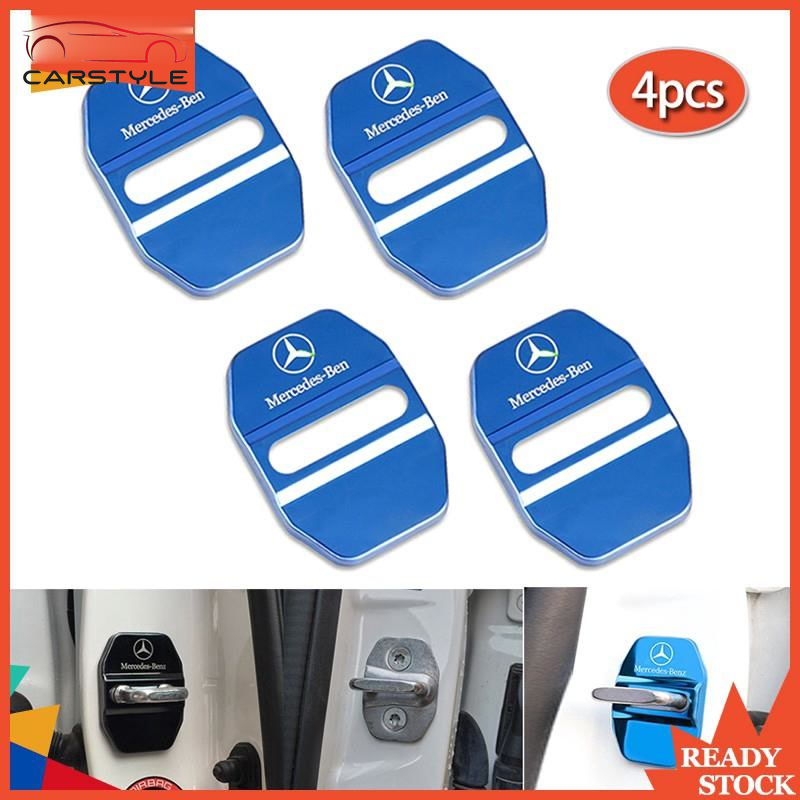 Set 4 nắp đậy ổ khóa cửa xe bằng thép không gỉ cho Mercedes-Benz Amg C E CLA GLA GLC GLE GLB A B S 200 260 300 W205