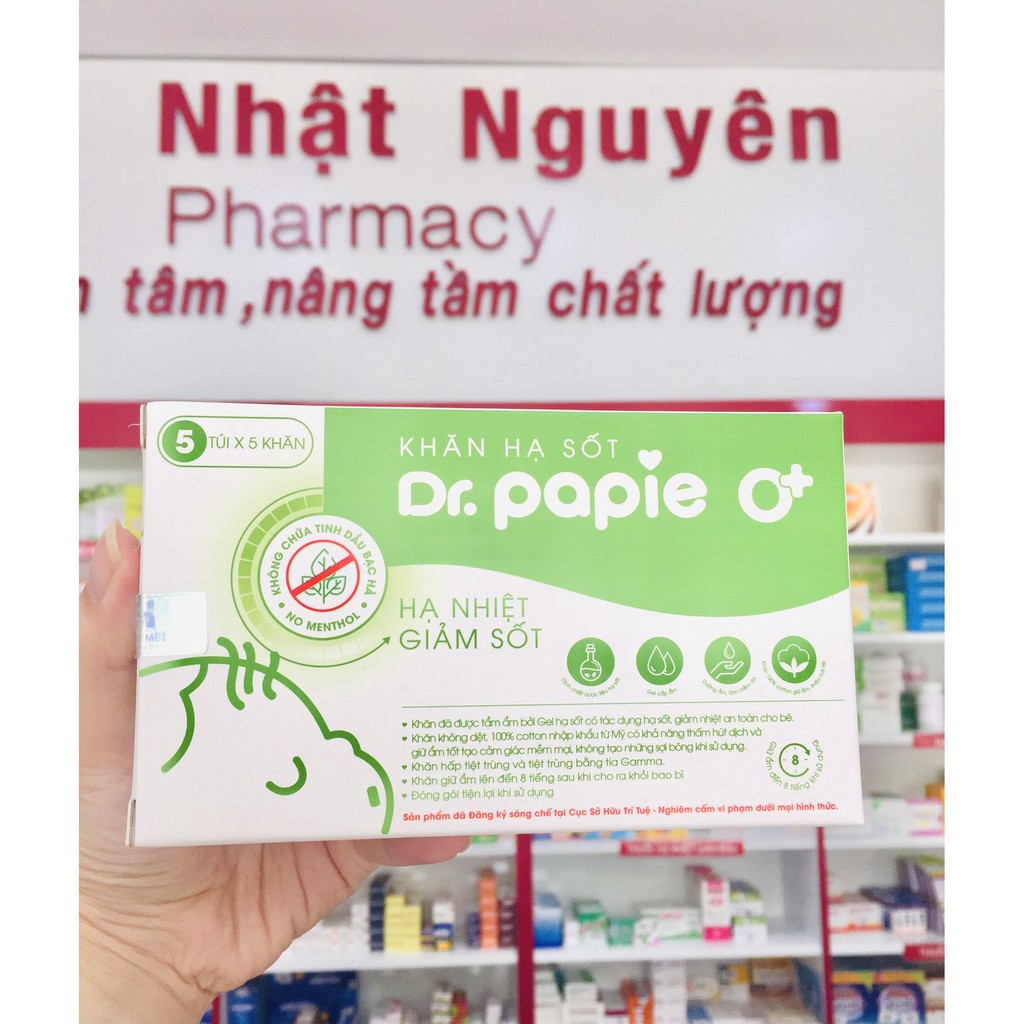 DR.PAPIE O+ - Khăn hạ sốt, Làm mát và làm sạch vùng da trẻ bị ngứa, rôm xảy, mụn nhọt, hăm tã, viêm da