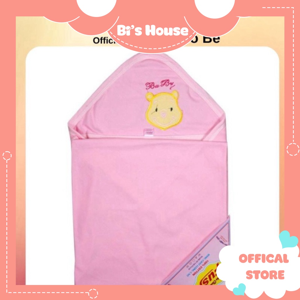 Chăn ủ FUSI trơn có mũ 100%cotton mềm mịn, thoáng khí cho bé 🍀