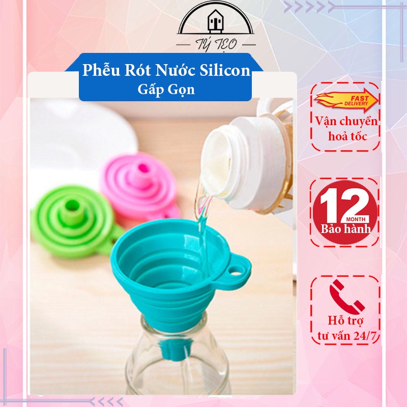 Phễu Rót Nước Silicon Gấp Gọn Tiện Lợi- Rót Rượu, Chất Lỏng Gọn Gàng, Sạch Sẽ - PRN01 - Gia Dụng Tý Tẹo