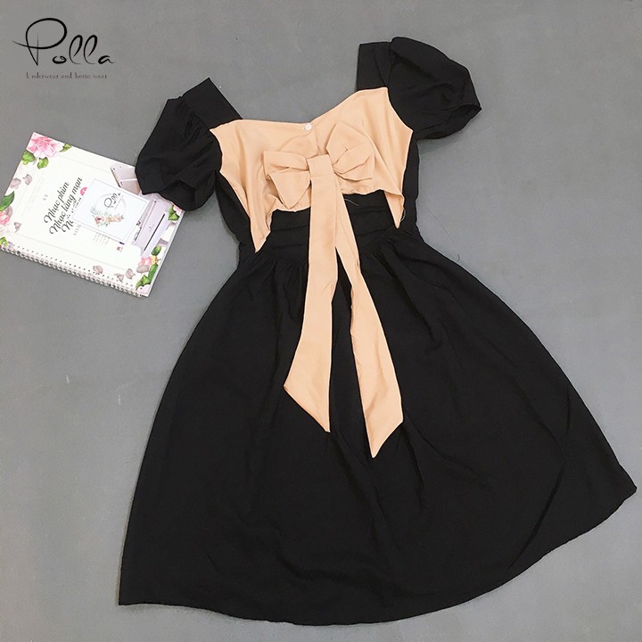 [Hàng hè HOT] Đầm váy xòe nữ thắt nơ cổ vuông Polla B044, Kiểu đầm dáng xòe thắt nơ sau lưng gợi cảm, điệu đà, quyến rũ | BigBuy360 - bigbuy360.vn