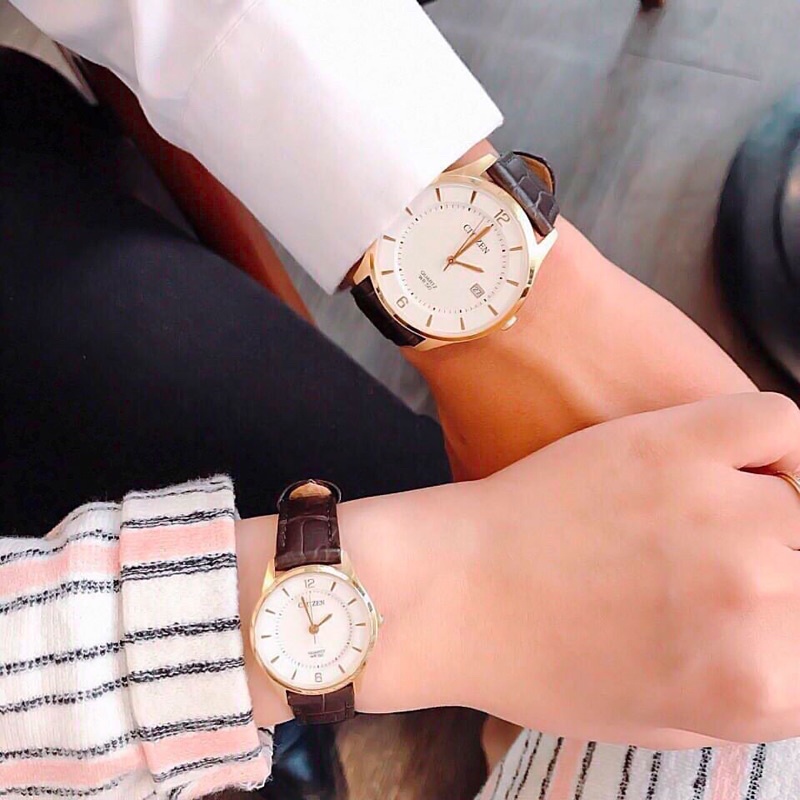 Đồng hồ đôi nam nữ dây da Citizen BD0043-08B ER0203-00B