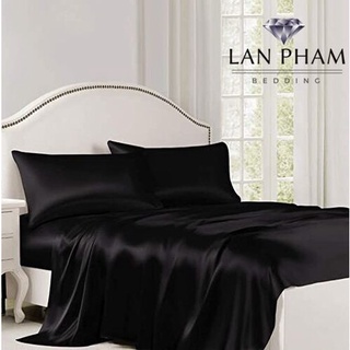 Drap Giường Ga Giường Lẻ Phi Lụa Cao Cấp Mát ,Mềm,Mịn Lan Pham Bedding -  Màu Đen