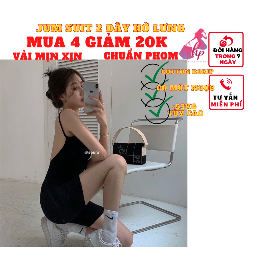 jumsuit ngố lửng 2 dây hở lưng áo liền quần có mút ngực mẫu sexy thời trang-VD18 | WebRaoVat - webraovat.net.vn