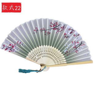 Quạt cổ trang, quạt lụa xếp Mơ hoa