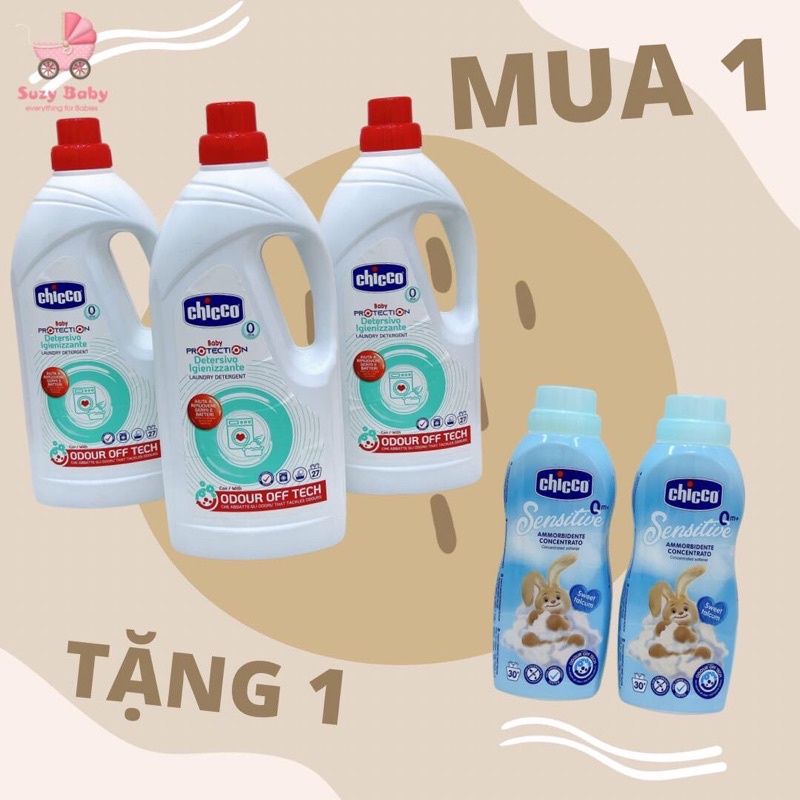 NƯỚC GIẶT CHICCO KHÁNG KHUẨN &amp; NƯỚC XẢ CHICCO CHO DA NHẠY CẢM 0M+