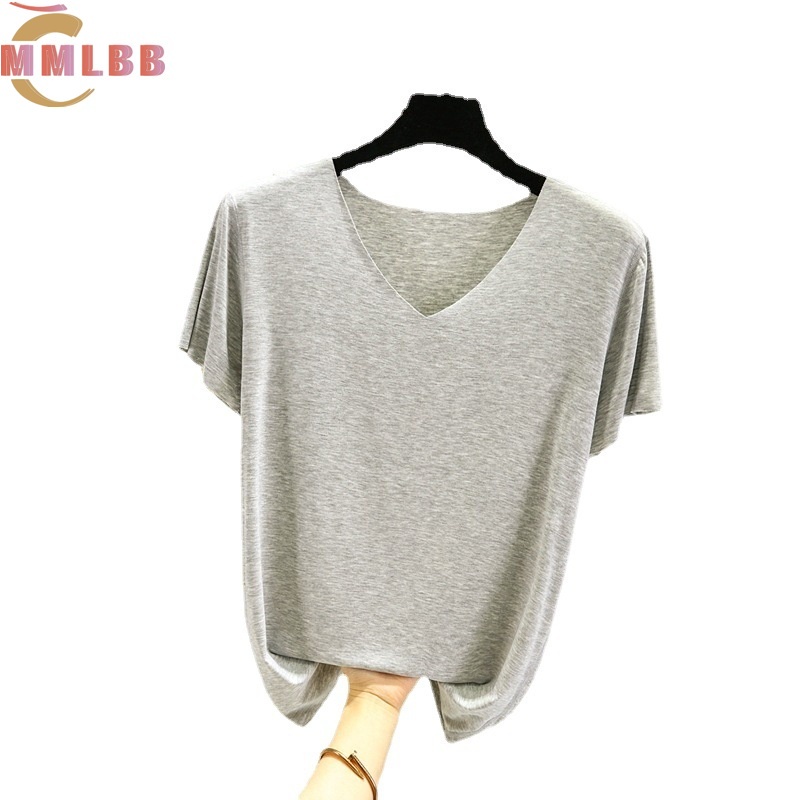 Áo Thun NgắN Tay Cổ Chữ V MàU Trơn Cho Nữ