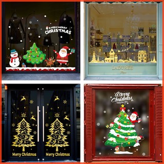 [HỎA TỐC] Decal Noel trang trí dán kính giá rẻ siêu đẹp ông già noel phát quà - Decal giáng sinh có keo sẵn dễ dán