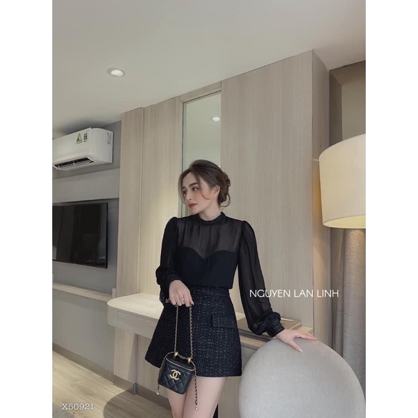 H8-đầm dạ phối tay voan