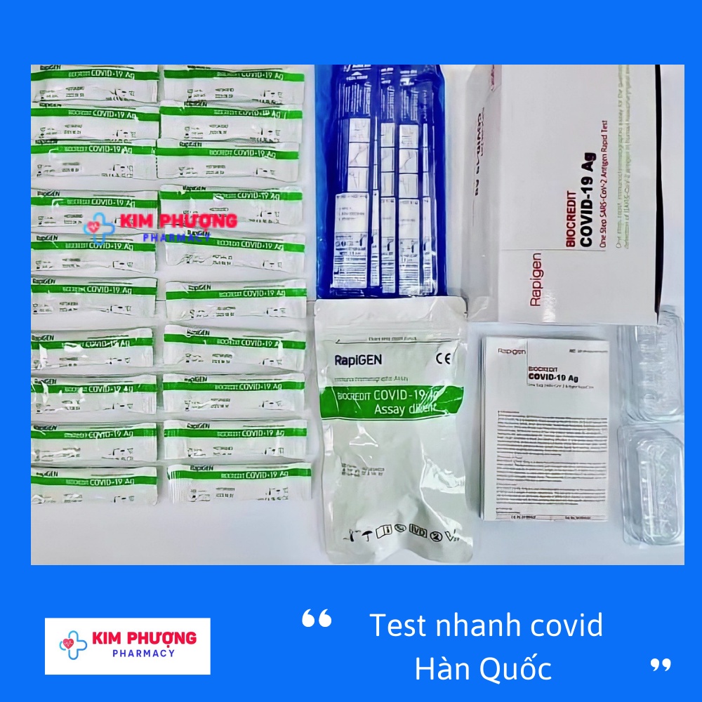 Bộ kit test nhanh covid mũi, tỵ hầu BioCredit Hàn Quốc chính hãng chính xác, xét nghiệm người lớn, trẻ em test bọt covit