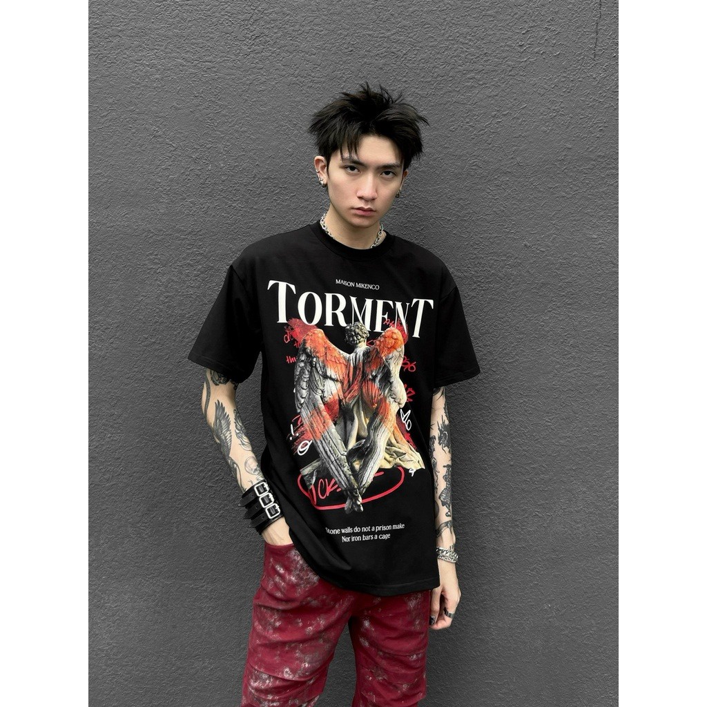 Áo Phông Nam MIKENCO Torment Tshirt Áo Thun Tay Lỡ Torment Nam Nữ Hot Trend 2022