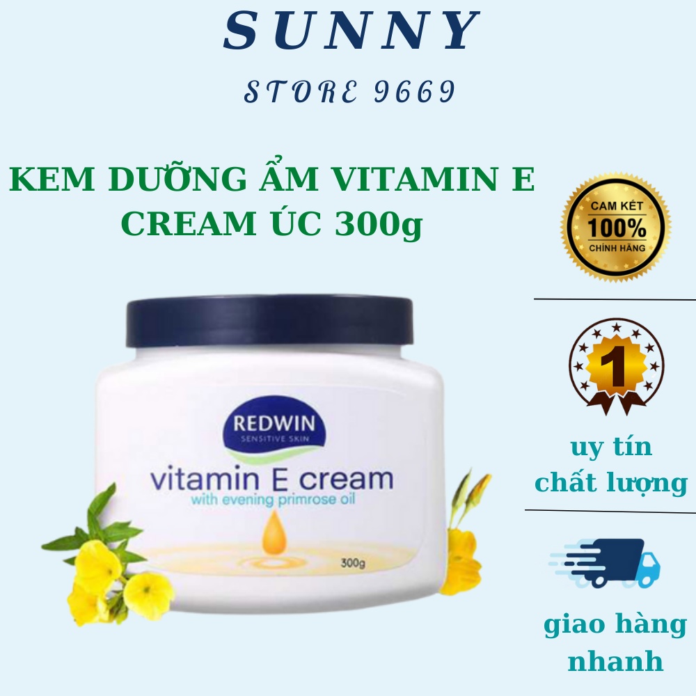 Kem dưỡng vitamin e cream redwin 300g úc chính hãng giúp da mềm mịn sáng bóng hết khô nứt nẻ