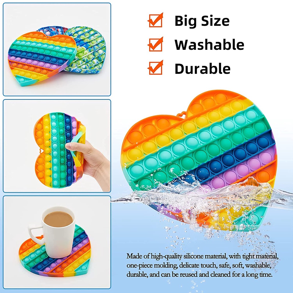 Đồ Chơi Giảm Căng Thẳng Bằng Silicone Màu Cầu Vồng 8 Inch