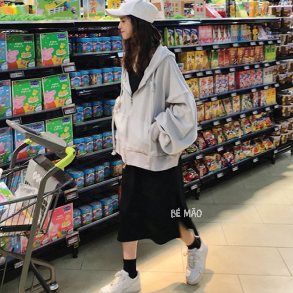 Áo khoác nỉ nữ form rộng Hoodie trơn Unisex - Có mũ dáng suông basic ulzzang [Tặng kèm đôi tất] | BigBuy360 - bigbuy360.vn