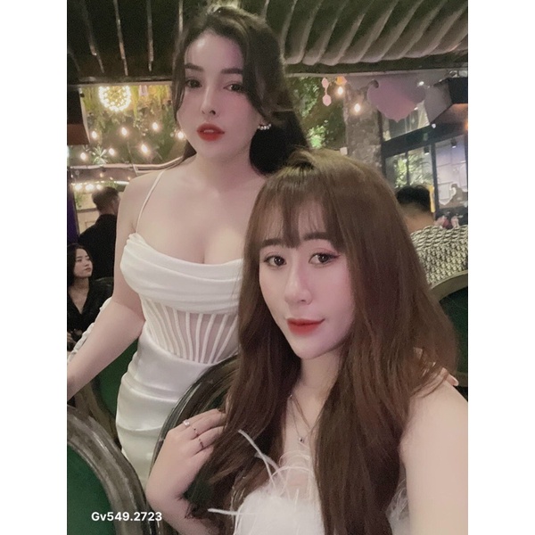 G15- đầm phi cup nhún xẻ 2 dây GV549, eo 68