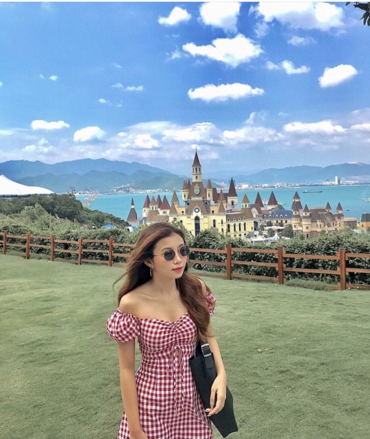 🌹 Đầm Caro nhún ngực của shebyshj🌹