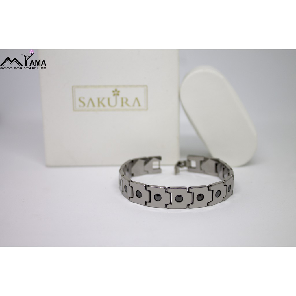 Vòng điều hoà huyết áp SAKURA đeo tay Nam (màu bạc)