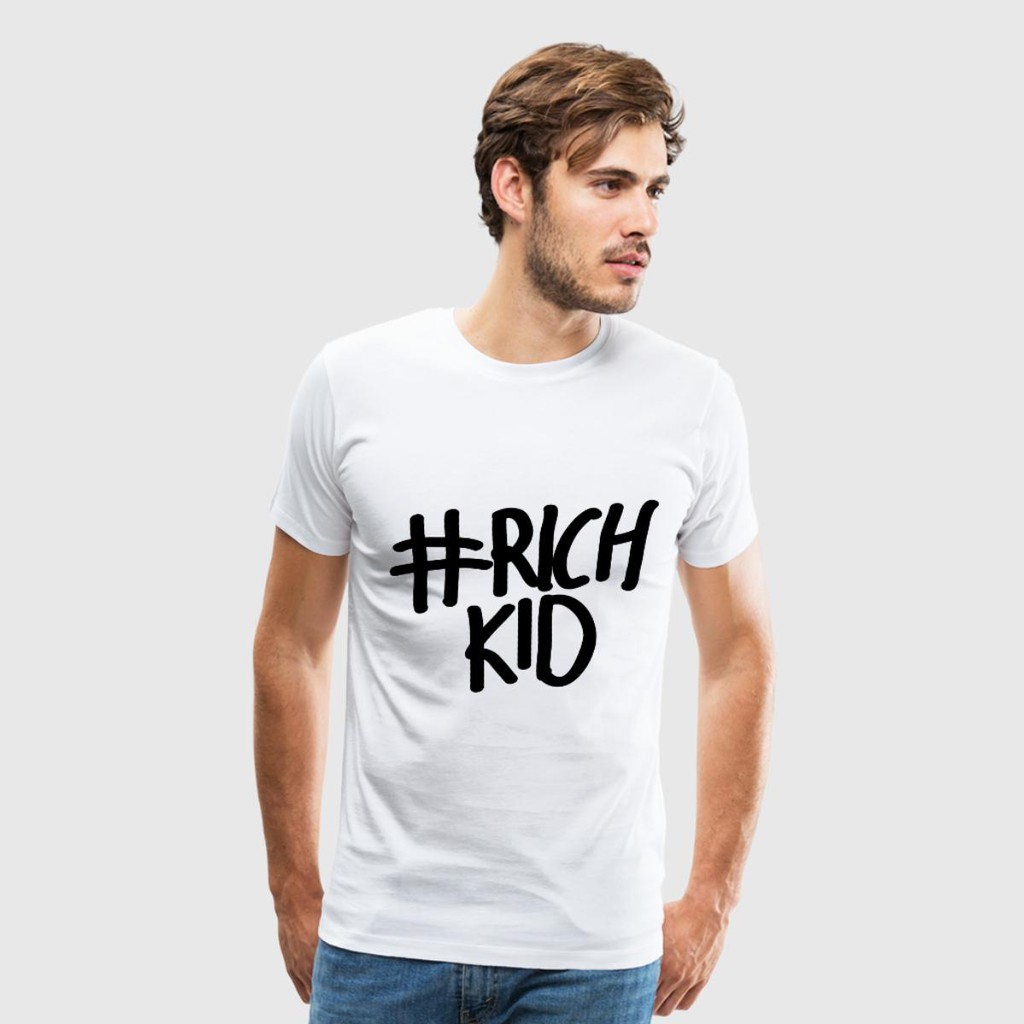 Áo thun nam form rộng vải mịn thoáng mát in hình #Rich Kid độc đáo