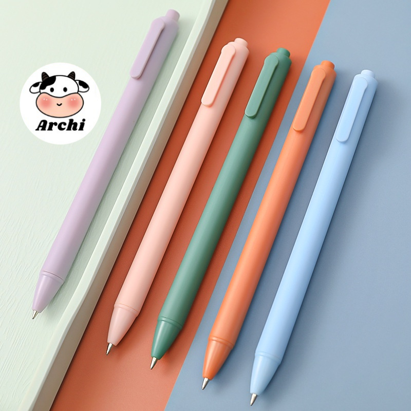 Bút bi bấm mực đen dễ thương cute ngòi 0.5mm màu pastel