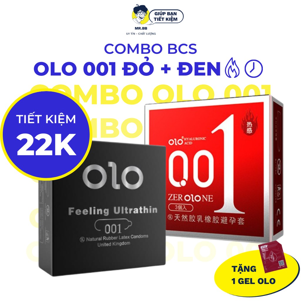 Combo Rẻ Vô Đối Bao Gồm 01 Hộp Bao Cao Su OLO Đen Và 01 Hộp Bao Cao Su OLO Đỏ Mr.BB