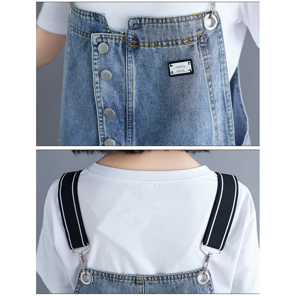 [ORDER] Quần yếm jean bigsize xanh phối sọc cá tính (fit đến 78kg) | BigBuy360 - bigbuy360.vn