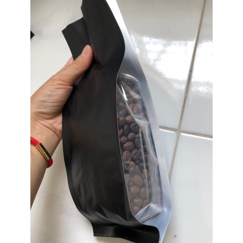 [1kg/size] túi cafe 4 biên màu đen - hông trong