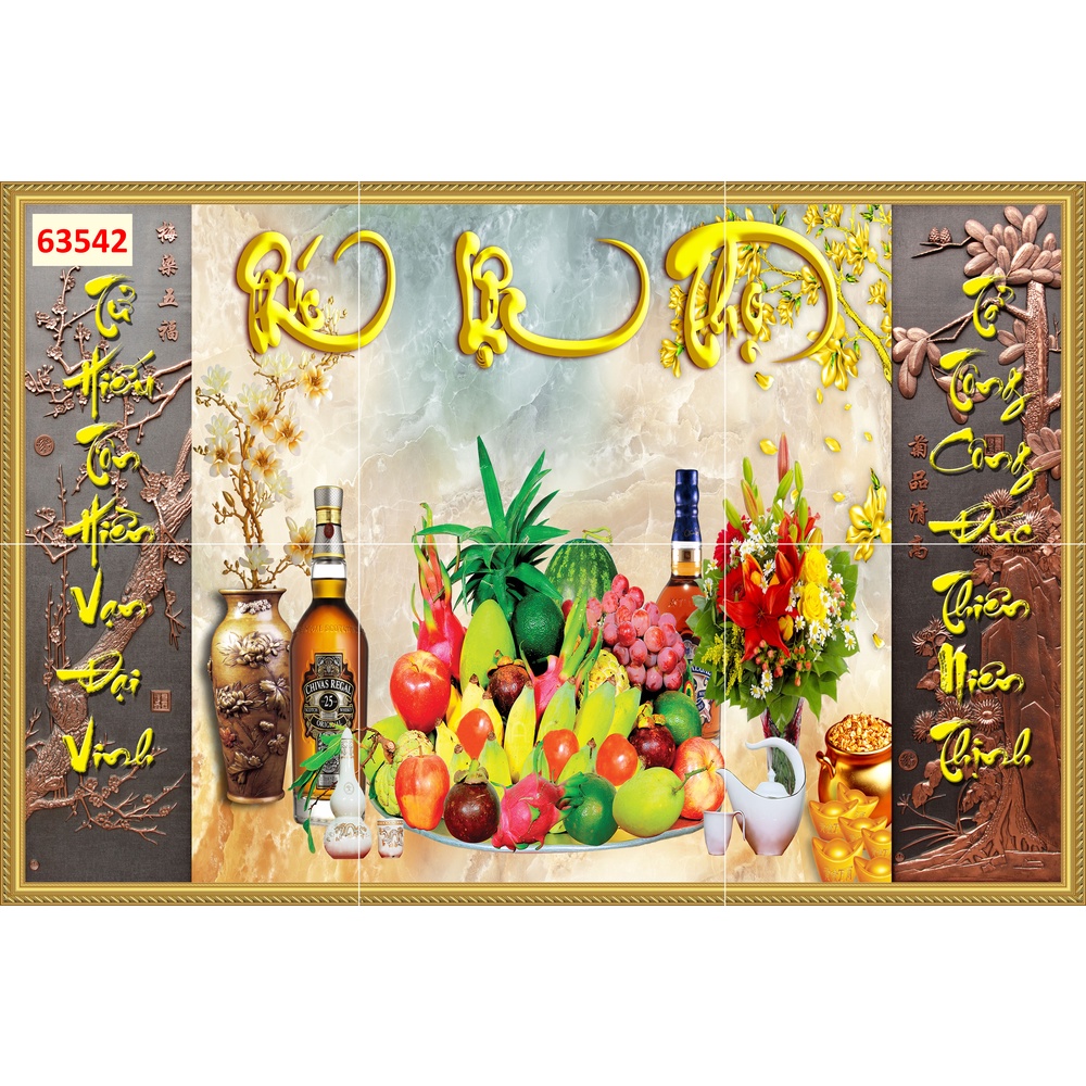 Tranh 3D dán tường Bàn thờ gian tiên Có keo sẵn