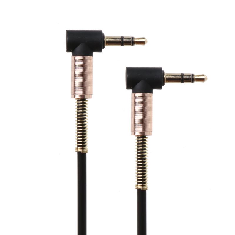 Dây Cáp Âm Thanh Aux Hai Đầu 90 Độ 3.5mm Sang 3.5mm Dài 24cm Bằng Nylon Cho Xe Hơi
