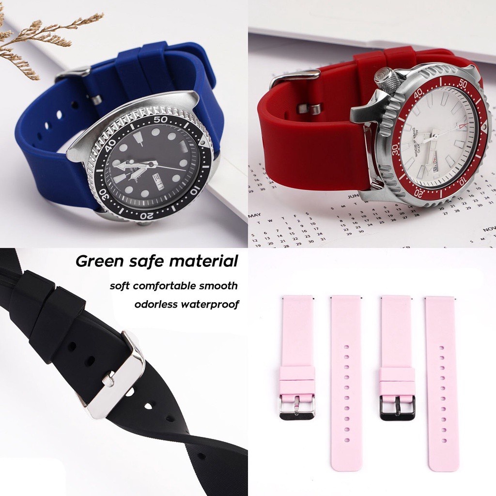 Mềm Dây Đeo Đồng Hồ Thể Thao Bằng Silicon Chống Thấm Nước / Mồ Hôi Nhanh Chóng Kích Thước 16 18 20 22 24mm