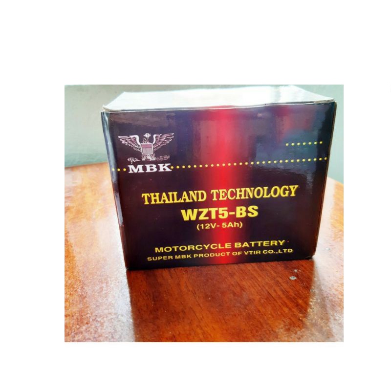 Bình ắc quy khô THAILAND WZT5 12V-5Ah kích thước ,lắp cho các xe wave,air blade... BẢO HÀNH 1 NĂM
