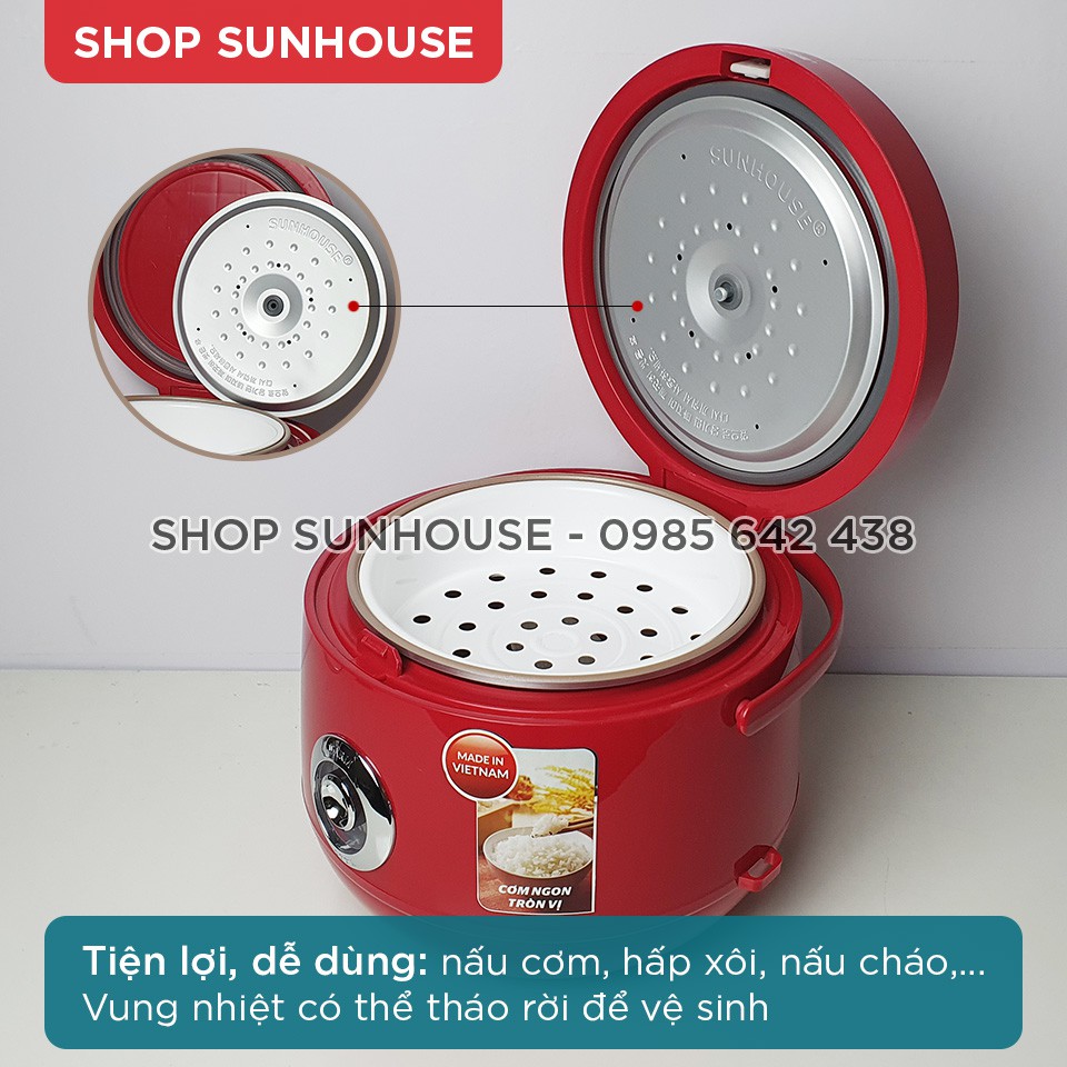 Nồi cơm điện 1.8L SUNHOUSE SHD8606R bản cao cấp của HTD8522G bảo hành 12 tháng | BigBuy360 - bigbuy360.vn